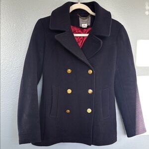 J.Crew stadium cloth size 0 Peacoat with Gold Buttons